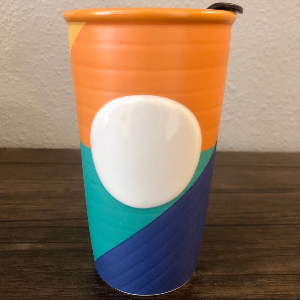 Starbucks 2016 RARE Orange Color Block Collectible Ceramic 10 Fl oz Tumbler Mug
